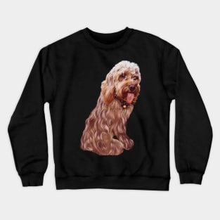 Licking tongue Cavapoo Cavoodle puppy - cute cavalier king charles spaniel Crewneck Sweatshirt